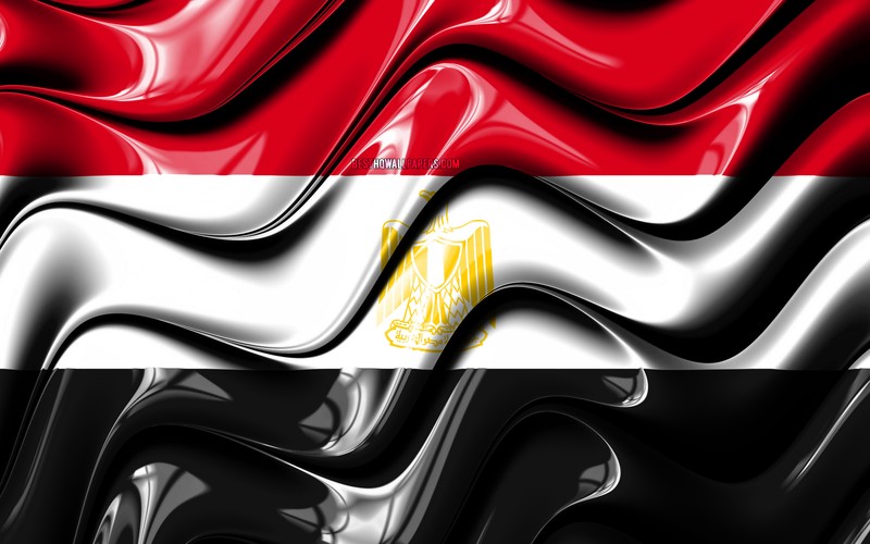 Близкий план флага с волнистым узором (египет, египетский, egyptian flag, флаг, flag of egypt)