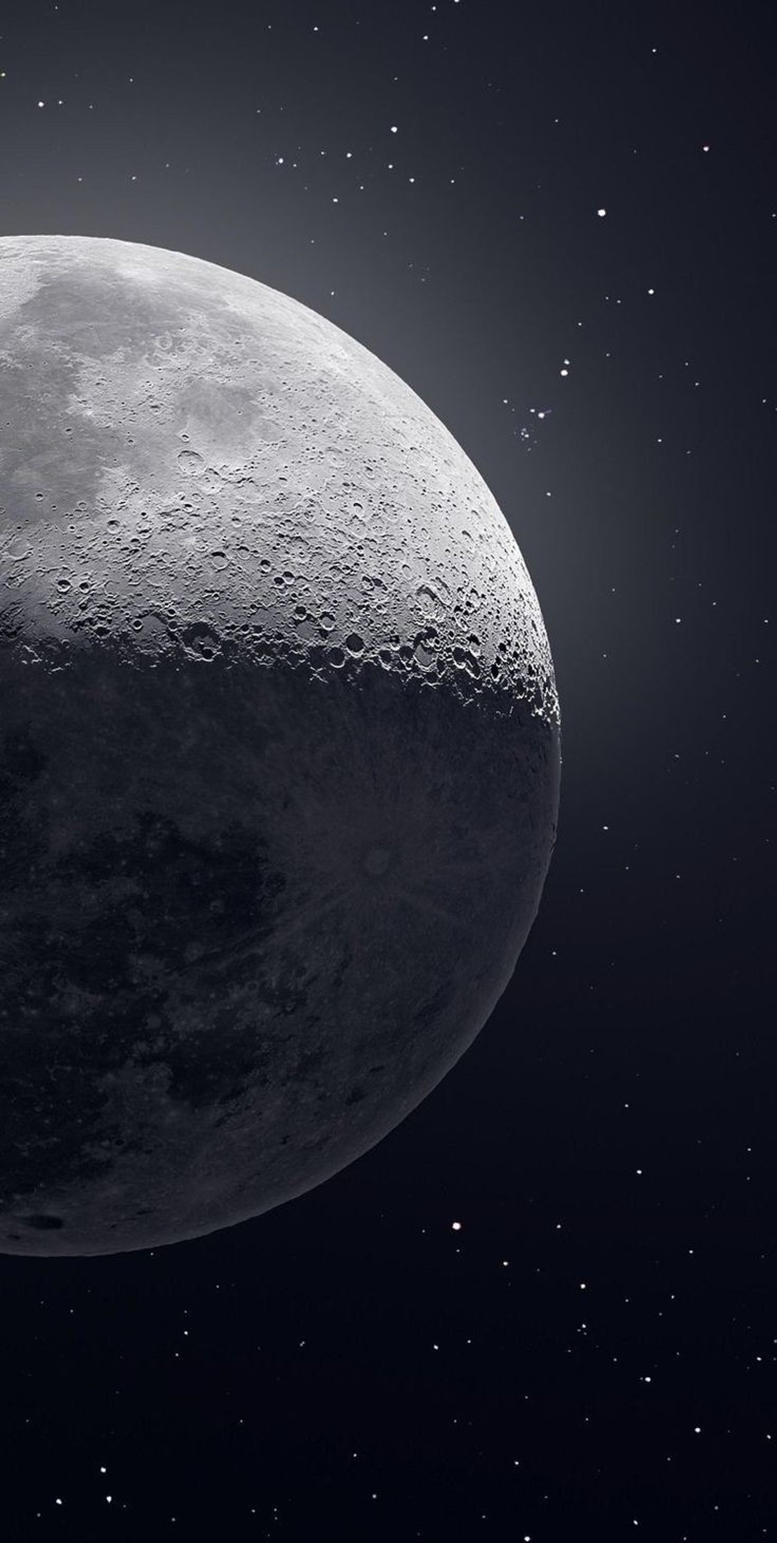 Un gros plan de la lune avec une étoile en arrière-plan (la, lune)