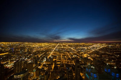 Skyline nocturne de Chicago : Un paysage urbain éblouissant