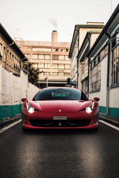 Striking Red Ferrari 458 in Urban Setting