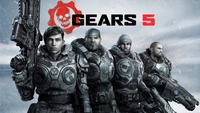 Gears 5: Kait Diaz, Marcus Fenix, Delmont Walker und James Fenix bereit für den Kampf