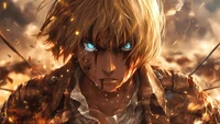 Armin Arlert: Fierce Determination Amidst Chaos - Attack on Titan AI Art