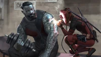 Deadpool Tattooing the Colossus in a Comic-Inspired Scene