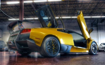 Lamborghini Murciélago: A Stunning Yellow Supercar with Iconic Scissor Doors