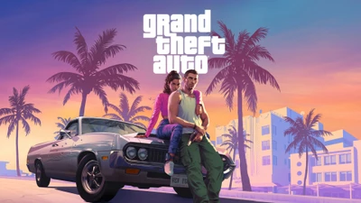 Grand Theft Auto VI: Lucia e Jason em uma paisagem urbana vibrante