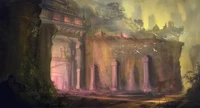 Ruins Illuminated by Mythical Sunlight: A Watercolor Journey Through Archaeological Landscapes