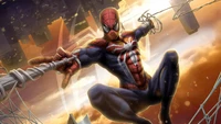 Spiderman in Aktion: Netzschießender Held der Marvel-Comics