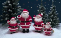 Festive Gathering of Santa Clauses Amidst Holiday Cheer