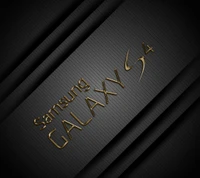 Samsung Galaxy S4-Logo in metallic Gold auf schwarzem Carbon-texturiertem Hintergrund