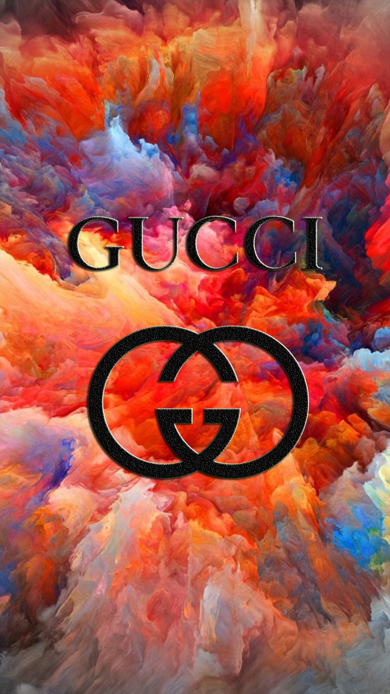 Картина цветного облака с надписью gucci на нем (красивый, бренд, цвет, высококачественный, лавеш)