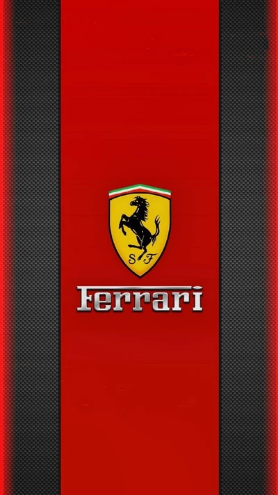 Logotipo da Ferrari em um fundo vermelho ousado com textura de fibra de carbono elegante