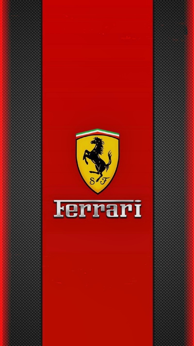 Логотип ferrari на красном фоне с черной полосой (край, красный)