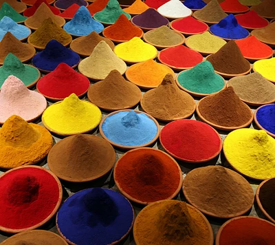 Vibrant Spectrum of Colored Powders in Circular Bowls