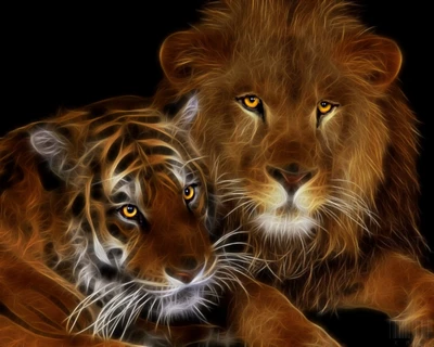 animales, grandes felinos, leones, tigres