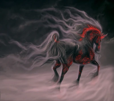 animal, dark, fantasy, horse, red