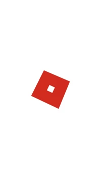 Icône rouge minimaliste de Roblox sur fond blanc