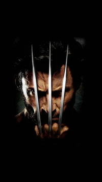 Retrato intenso do Wolverine com garras