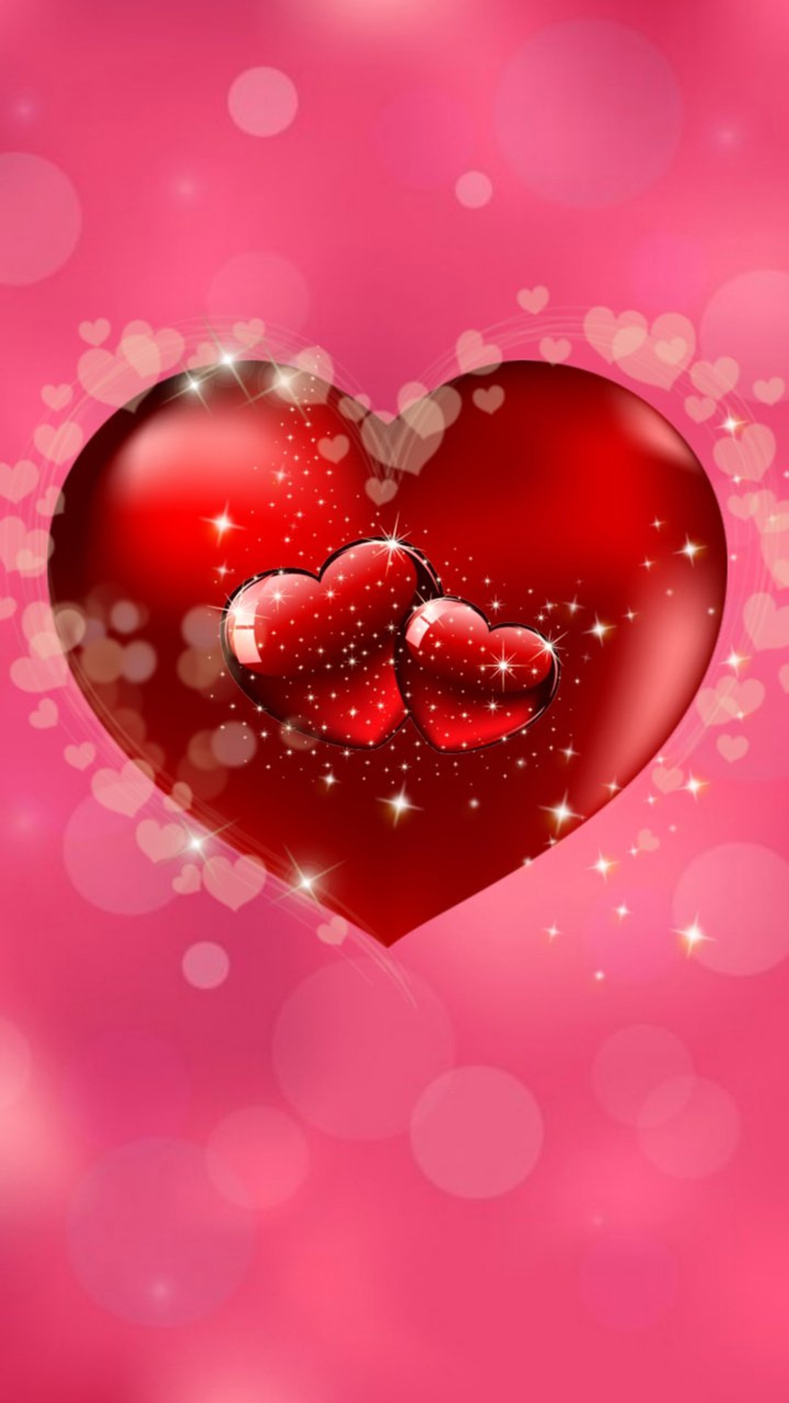 Descargar fondo de pantalla bubble red heart, three hearts