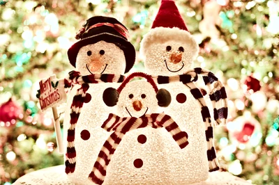 Cheerful Snowmen Celebrating Christmas