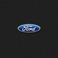 Ford-Logo auf einem Kohlefaser-Hintergrund