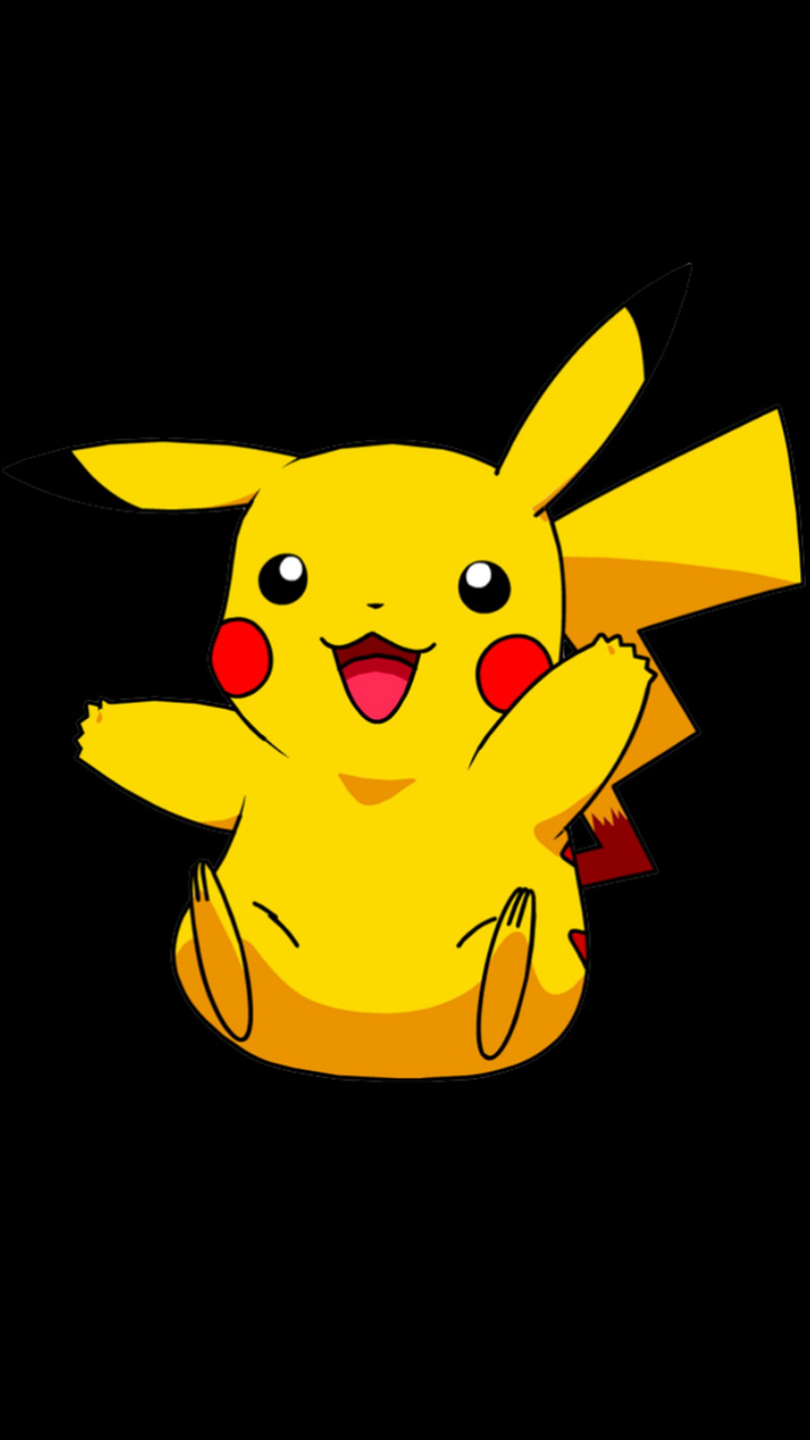 Pokemon pikachu sitting on the ground with his hands up (amoled, iphone, pikachu, pokemon, samsung)