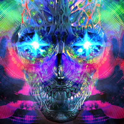 psychedelic, skull