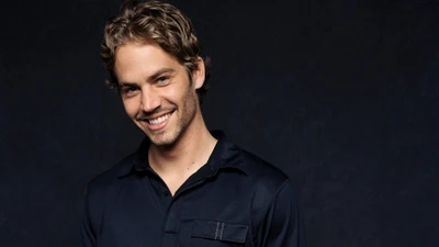 Paul Walker Smiling in a Casual Black Shirt