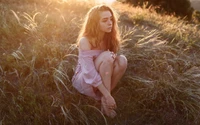 beauty, red hair, plant, light, leg