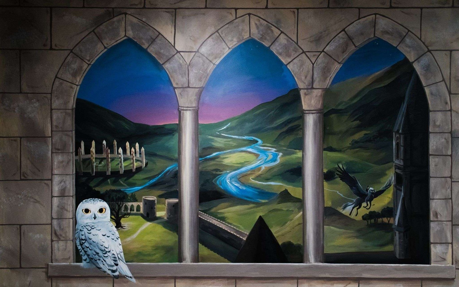 Baixar papel de parede pintura, harry potter, mural, parede, o mundo mágico de harry potter