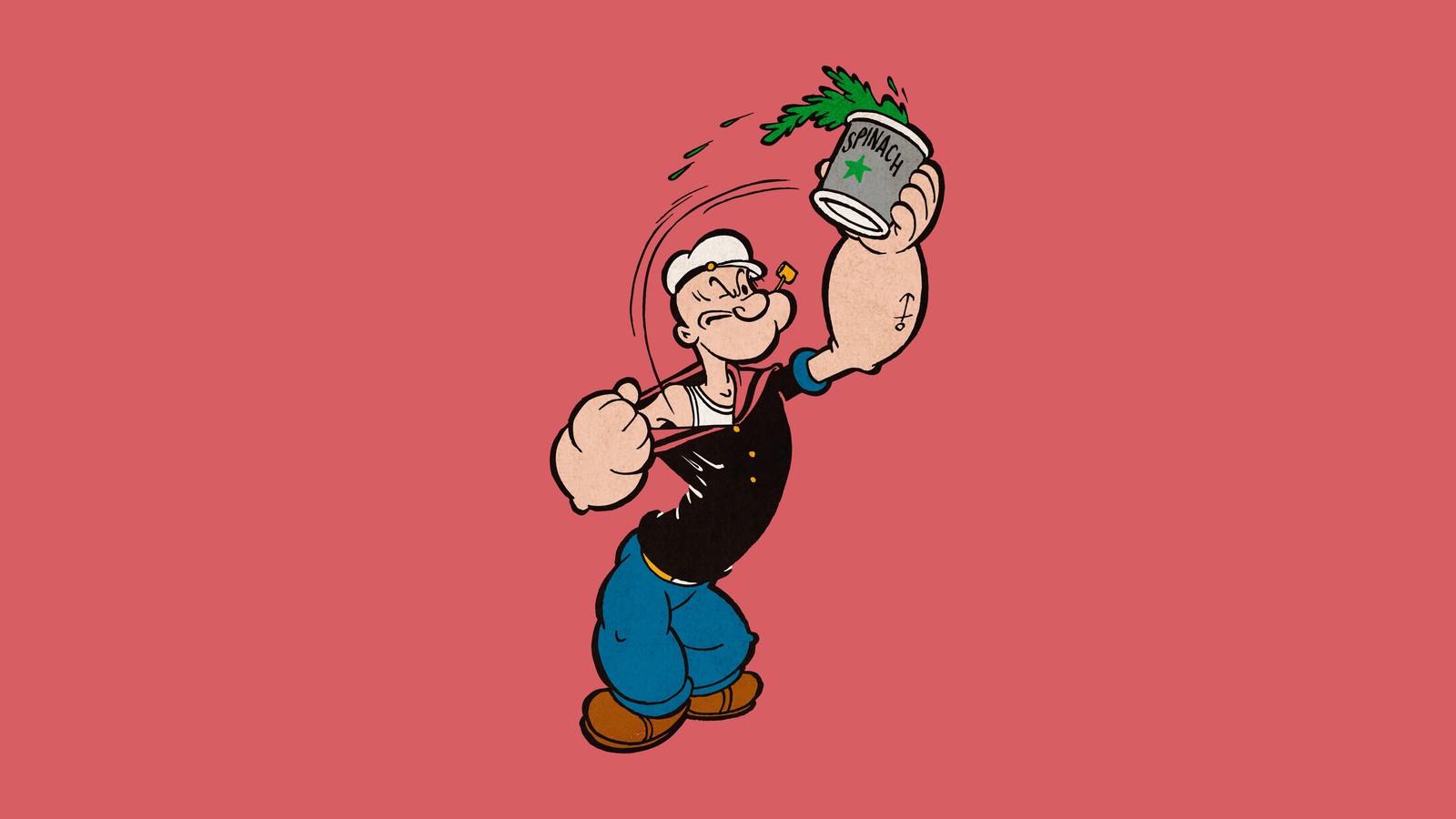 Un personaje de dibujos animados sosteniendo una maceta con plantas en su mano (popeye spinach, caricatura, 5k, rojo pastel, películas)