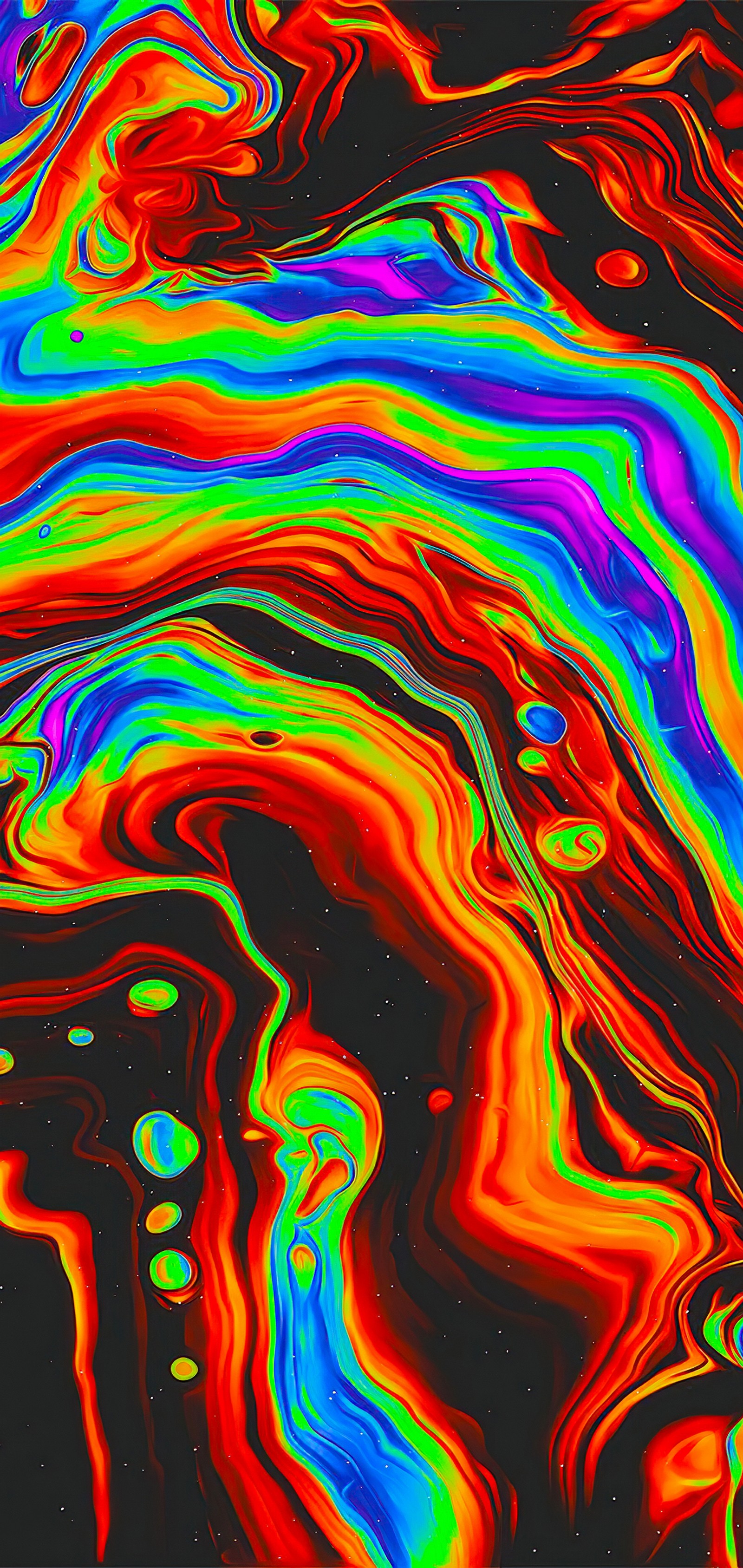 A close up of a colorful liquid substance on a black background (psychedelic art, art, acrylic paint, watercolor painting, painting)