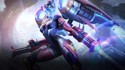 Anjo da Bala Kaisa: Skin Quartzo Rosa de League of Legends