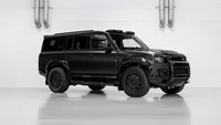 land rover defender, городской автомобильный, 5k, 2024, черные автомобили