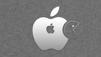 Monochrome Apple Logo with Pac-Man Integration