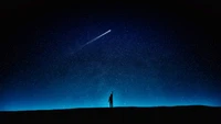 night, man, alone, starry sky, night sky wallpaper