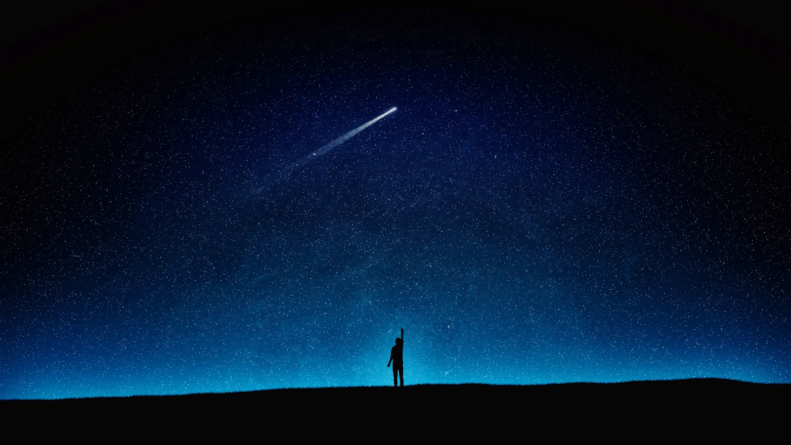 night, man, alone, starry sky, night sky wallpaper