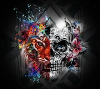 abej, beograd, half, lion, skull wallpaper