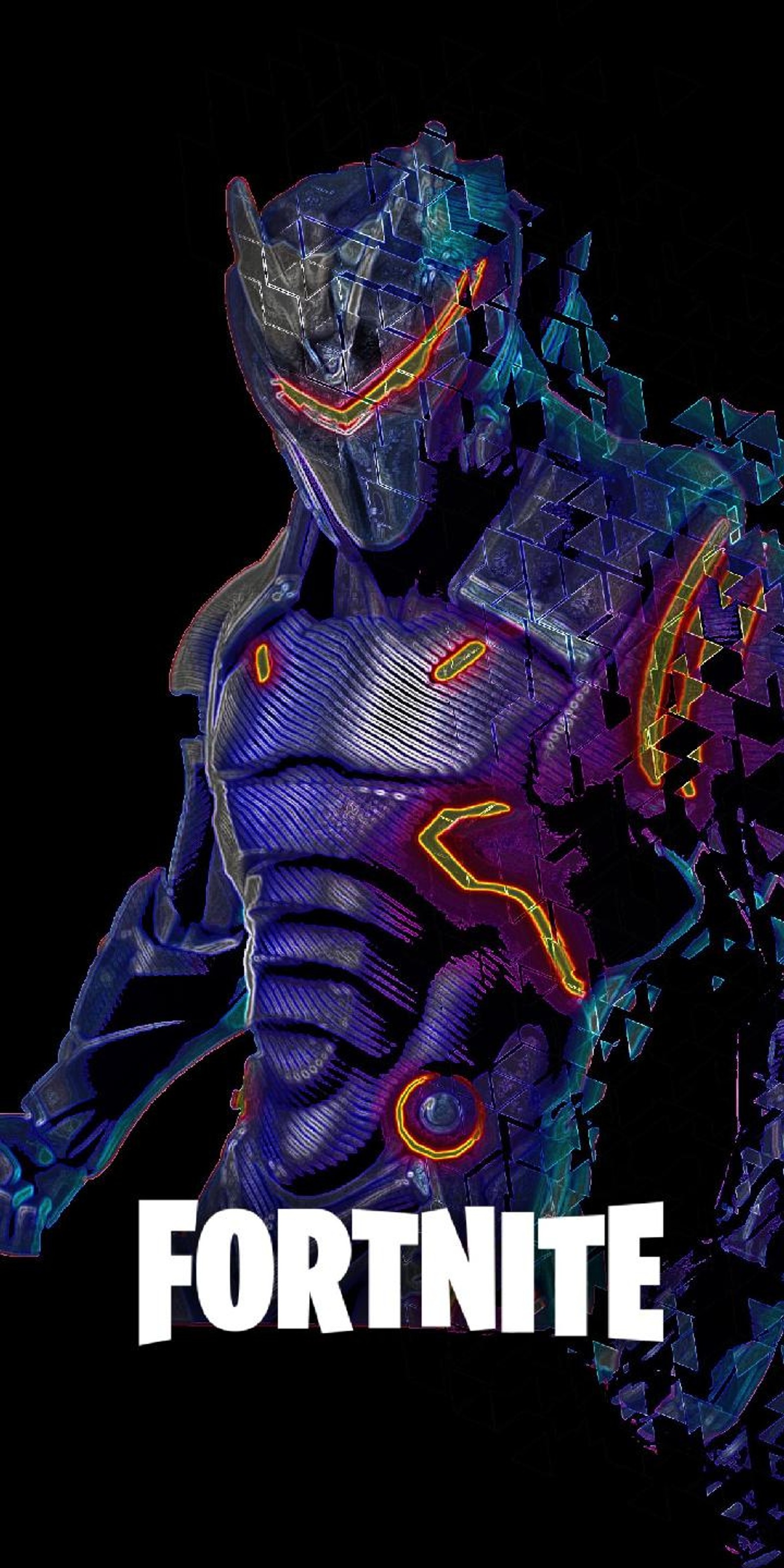 A close up of a person in a futuristic suit with a sword (battle royal, fortnite, fortnite 2018, game)