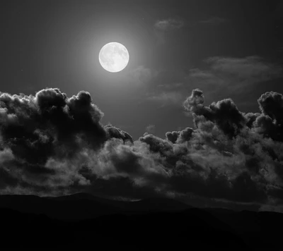 Full Moon Illuminating a Cloudy Night Sky