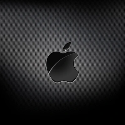 Elegantes schwarzes Apple-Logo auf Stahlgittertextur