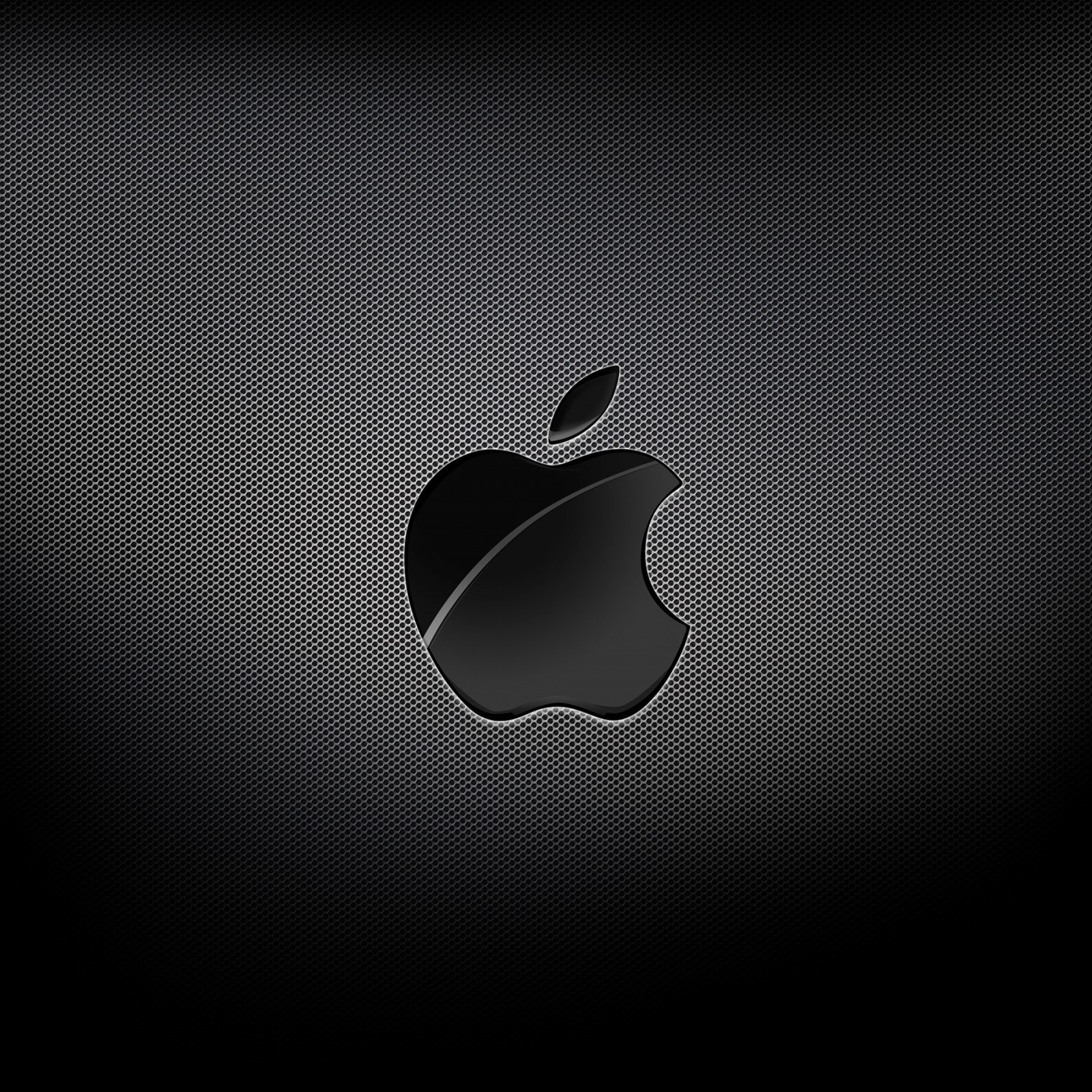 Apple logo on a black background (apple, logo, metal, steel, texture)