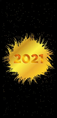 Download 2021, amoled black 2021, amoled wallpaper, black background, golden 2021 for free