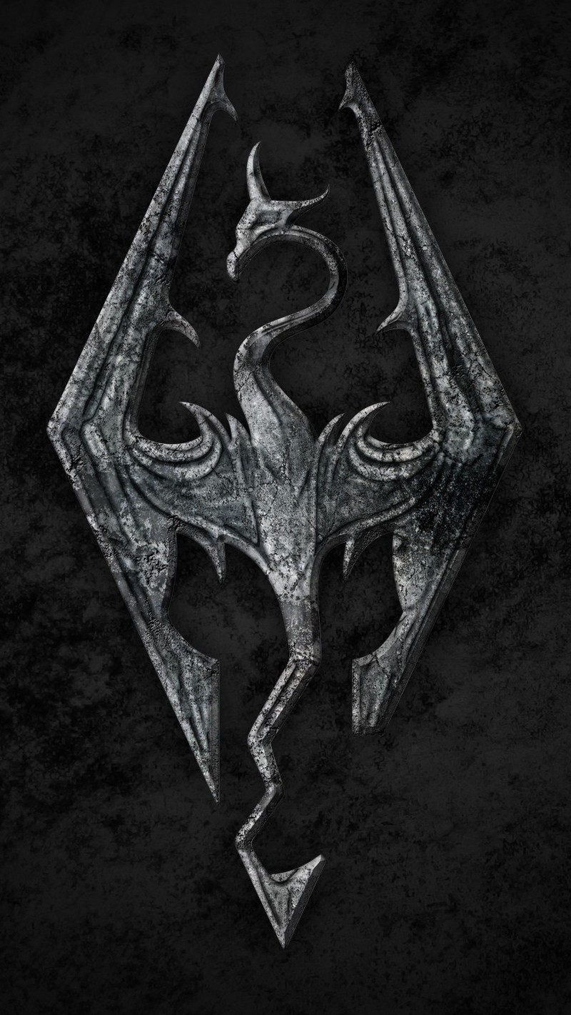 Логотип elder scrolls на черном фоне (дракон, логотип, скайрим, skyrim, skyrim logo)