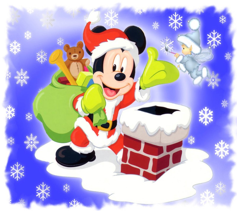 Обои с микки маусом на рождество (мультфильмы, рождество, праздник, mickey mouse santa)