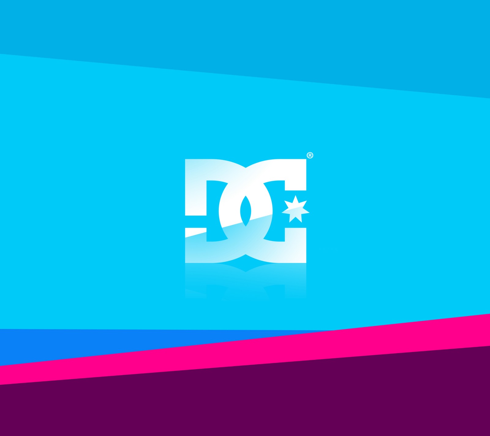 A close up of a blue and pink background with a dc logo (dc, flat wallpaper, lg g4)