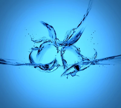 Blue Splashes: Harmonious Drops Colliding