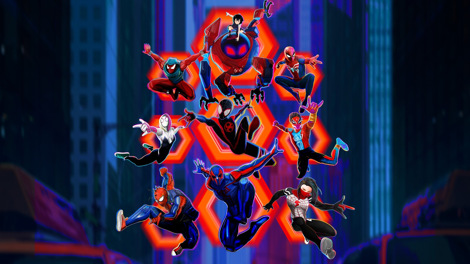 Spider-man: dans le spider-verse (spider man à travers le spider verse, spider man across the spider verse, super héros, miles morales, spider man 2099)