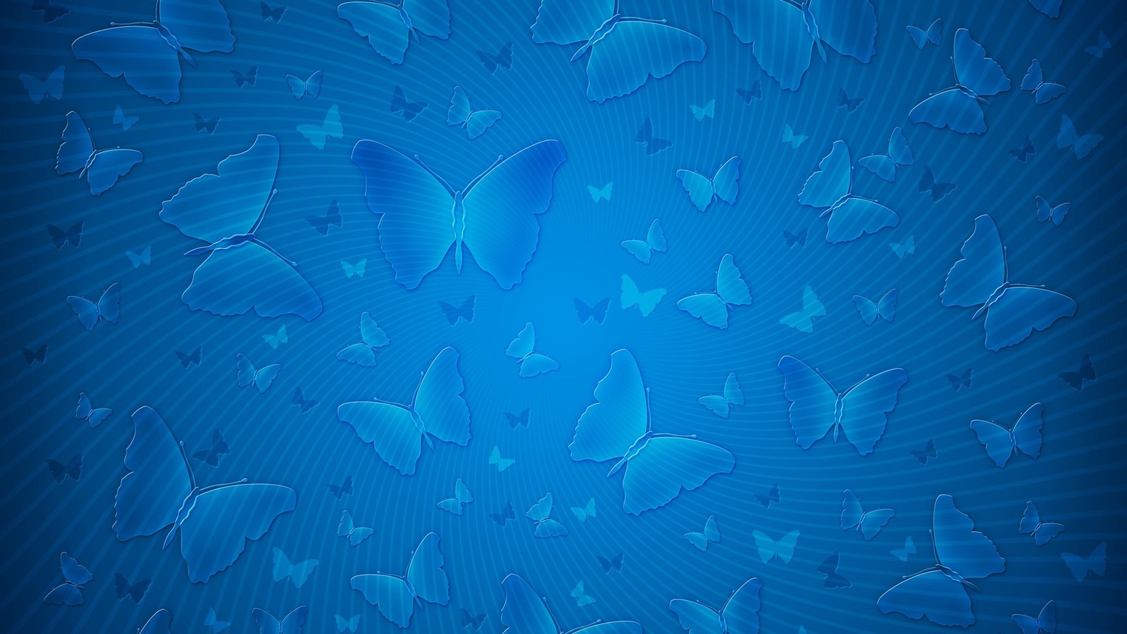 Blue butterflies background with a blue swirl and a blue center (blue, aqua, turquoise, azure, water)