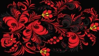 texture, rouge, motif, dessin floral, design