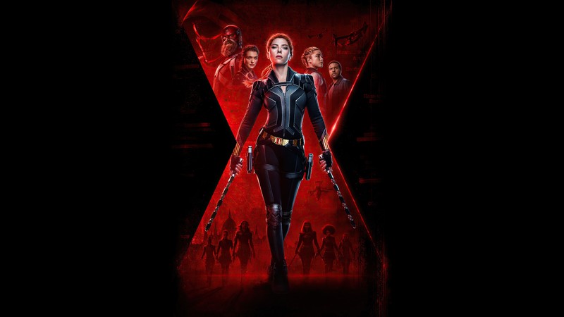 Постер фильма мстители с женщиной на красном фоне (черная вдова 2020, black widow 2020, фильм, черная вдова, black widow)